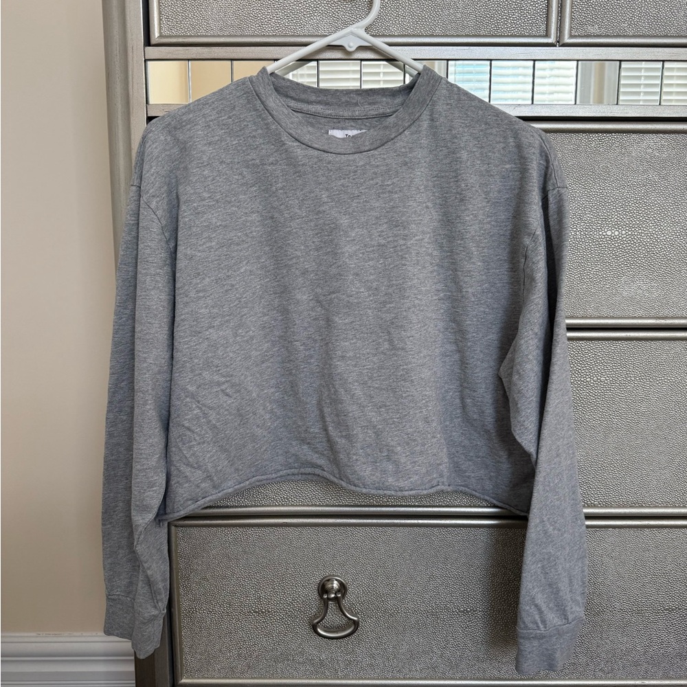 TNA Heather Gray Cropped Longsleeve Top